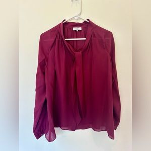 Parker Burgundy Silk Tie Blouse